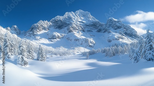 Wallpaper Mural Snow-covered mountains, winter wonderland, serene landscape. Torontodigital.ca