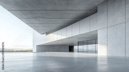 Modern concrete building and square space