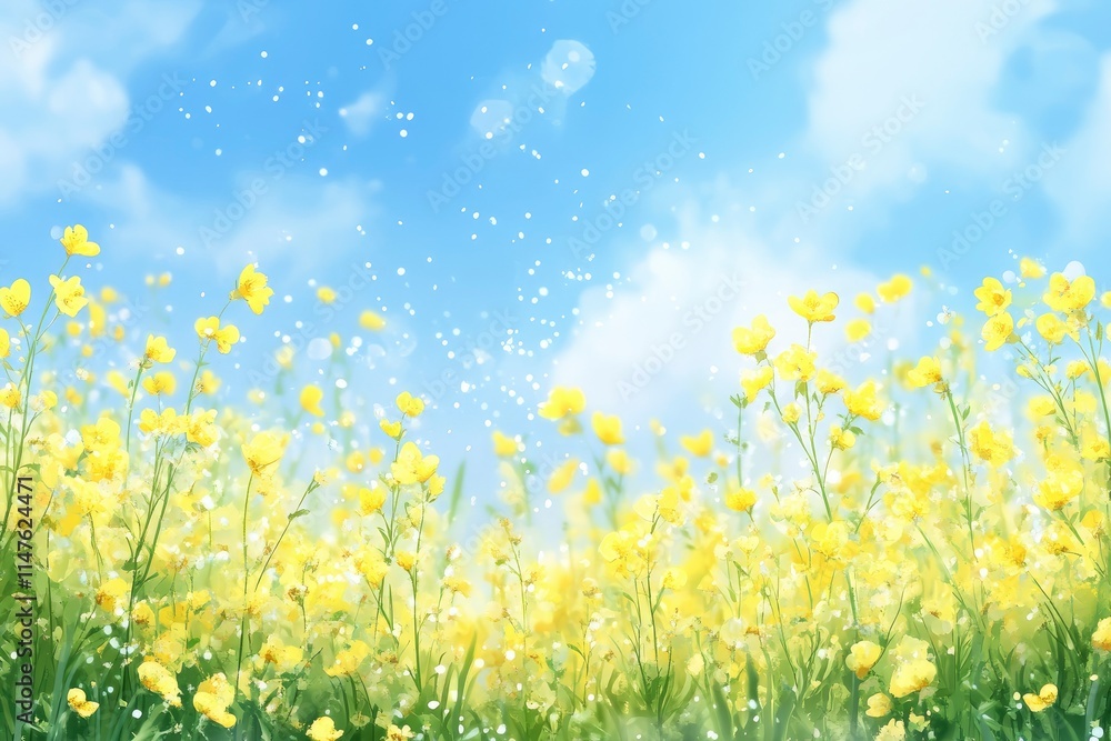 Spring background with yellow bloom blossoming under the blue sky Spring background with yellow bloom blossoming under the blue sky