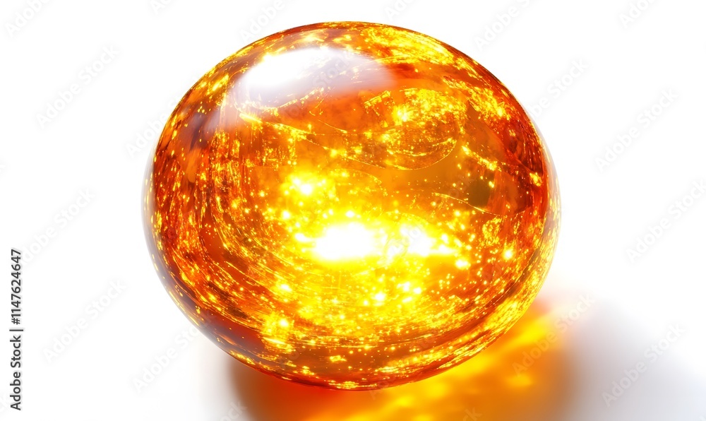 Glowing fiery sphere with intense bright light inside. Glowing fiery sphere with intense bright light inside.