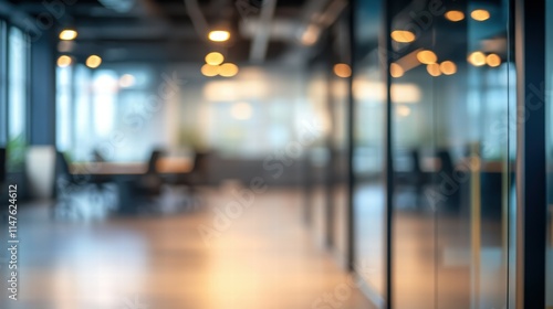 Wallpaper Mural Modern Office Interior with Glass Walls in Blurred Perspective Torontodigital.ca