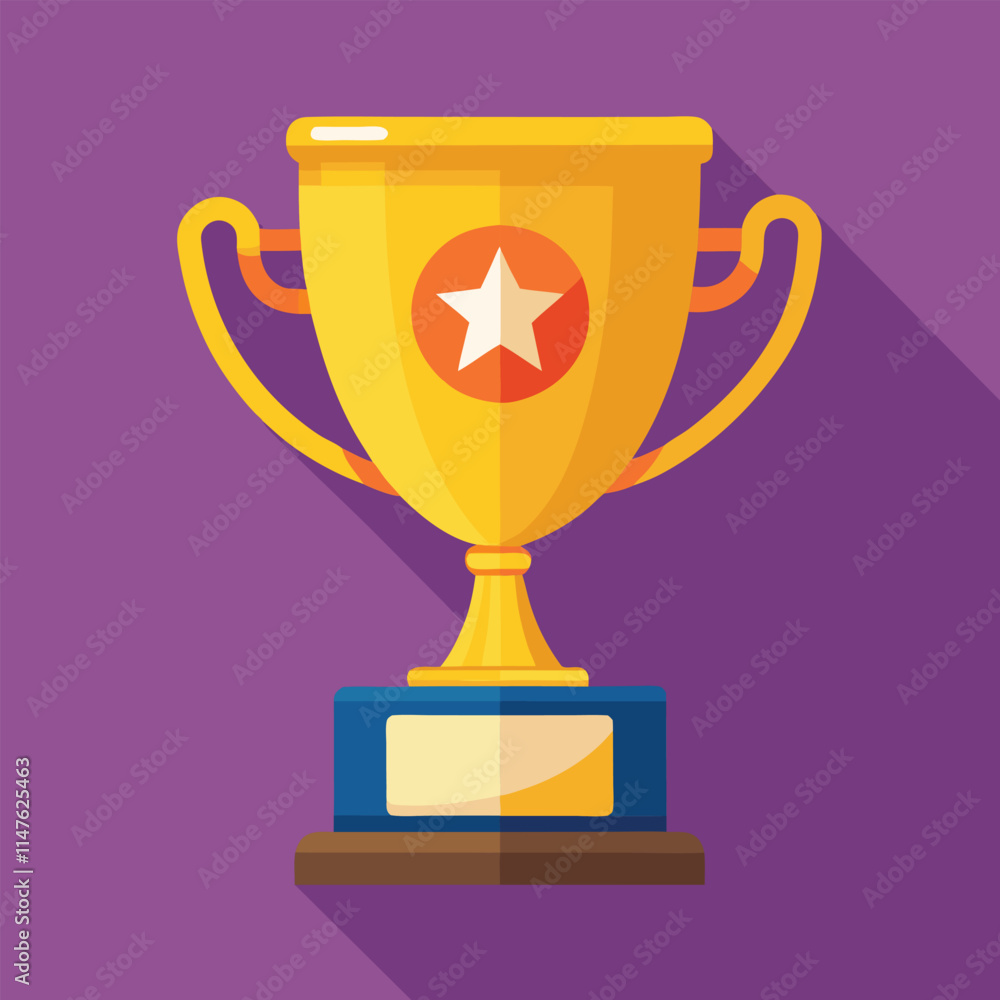 Trophy cup Champion trophy shiny golden cup sport award Winner prize champions celebration winning concept modern flat design simple vector illustration isolated transparent background