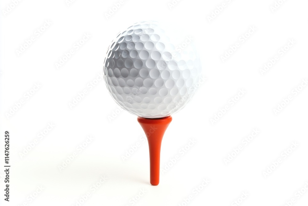 Close-up of a white golf ball on a red tee against a white background. (1) Close-up of a white golf ball on a red tee against a white background. (1)