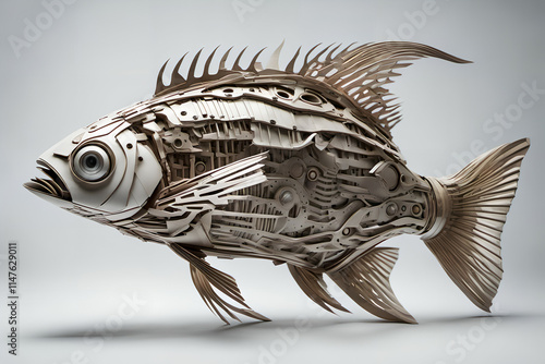 Paper fish figurine. Digita...