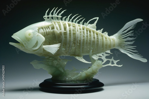 Jade fish skeleton figurine...