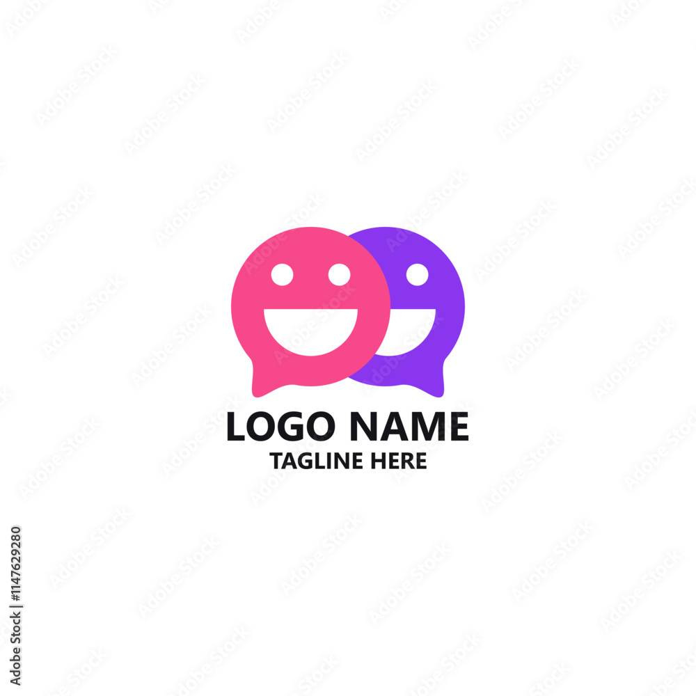 smiling couple message logo design vector smiling couple message logo design vector
