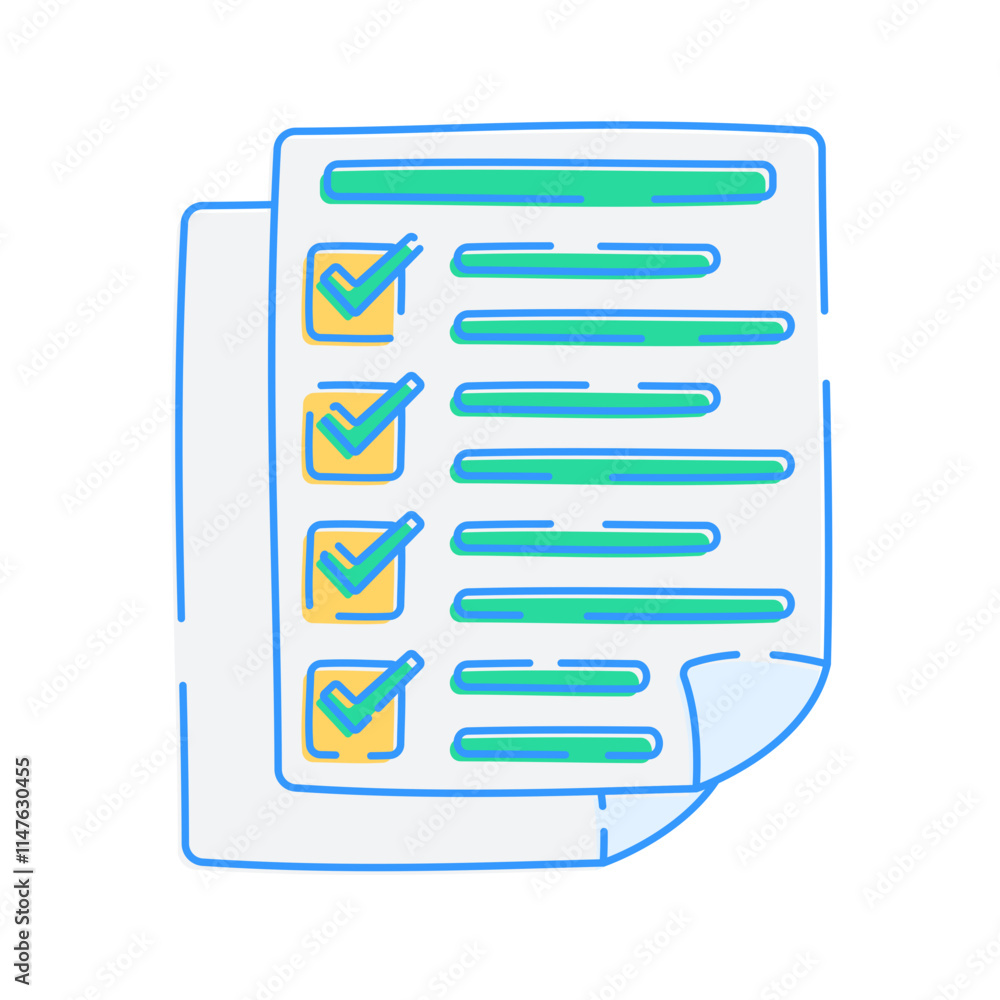 Document with Checkmarks, A document icon with several checkmarks indicating completed tasks. Document with Checkmarks, A document icon with several checkmarks indicating completed tasks.