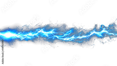 Bright Blue Lightning Bolt Against a Dark Background Illuminating the Atmosphere