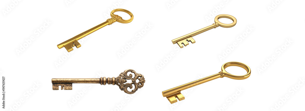 Antique key isolated on white background Antique key isolated on white background