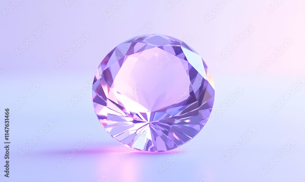 Faceted, round, pinkish gem on gradient backdrop. Faceted, round, pinkish gem on gradient backdrop.