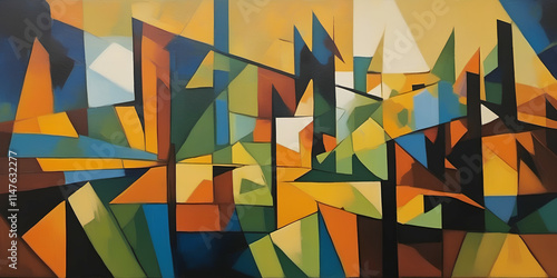 Art background, Cubism styl...