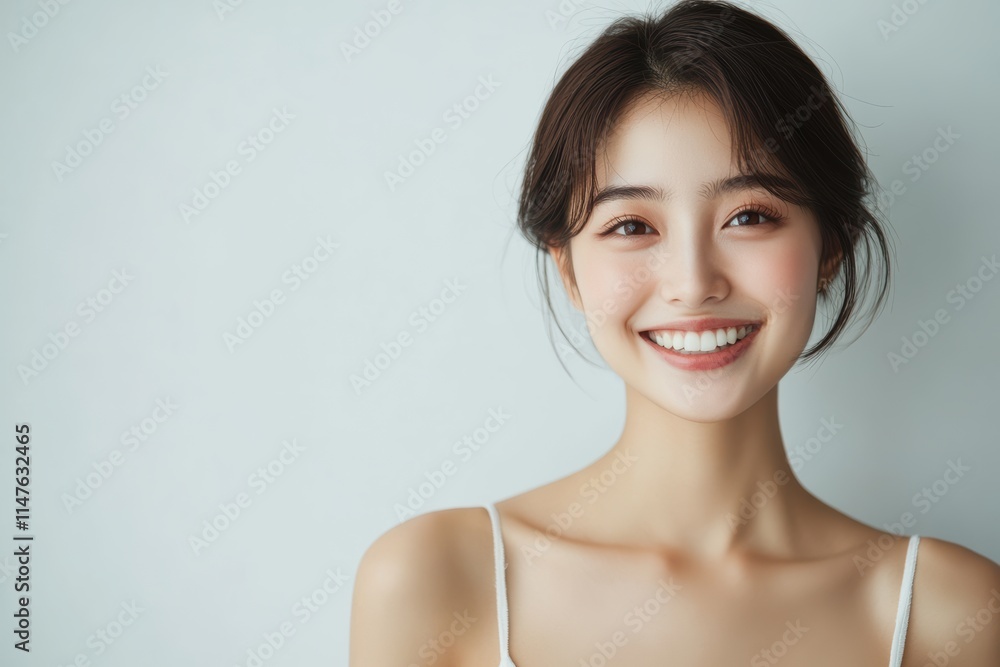 With radiant complexion, an Asian woman exudes elegance and vitality, making her image perfect for skincare and beauty product promotions. With radiant complexion, an Asian woman exudes elegance and vitality, making her image perfect for skincare and beauty product promotions.