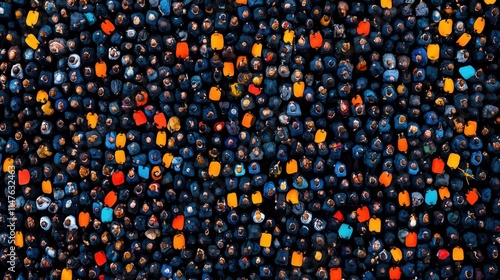 Large crowd of people viewed from above.