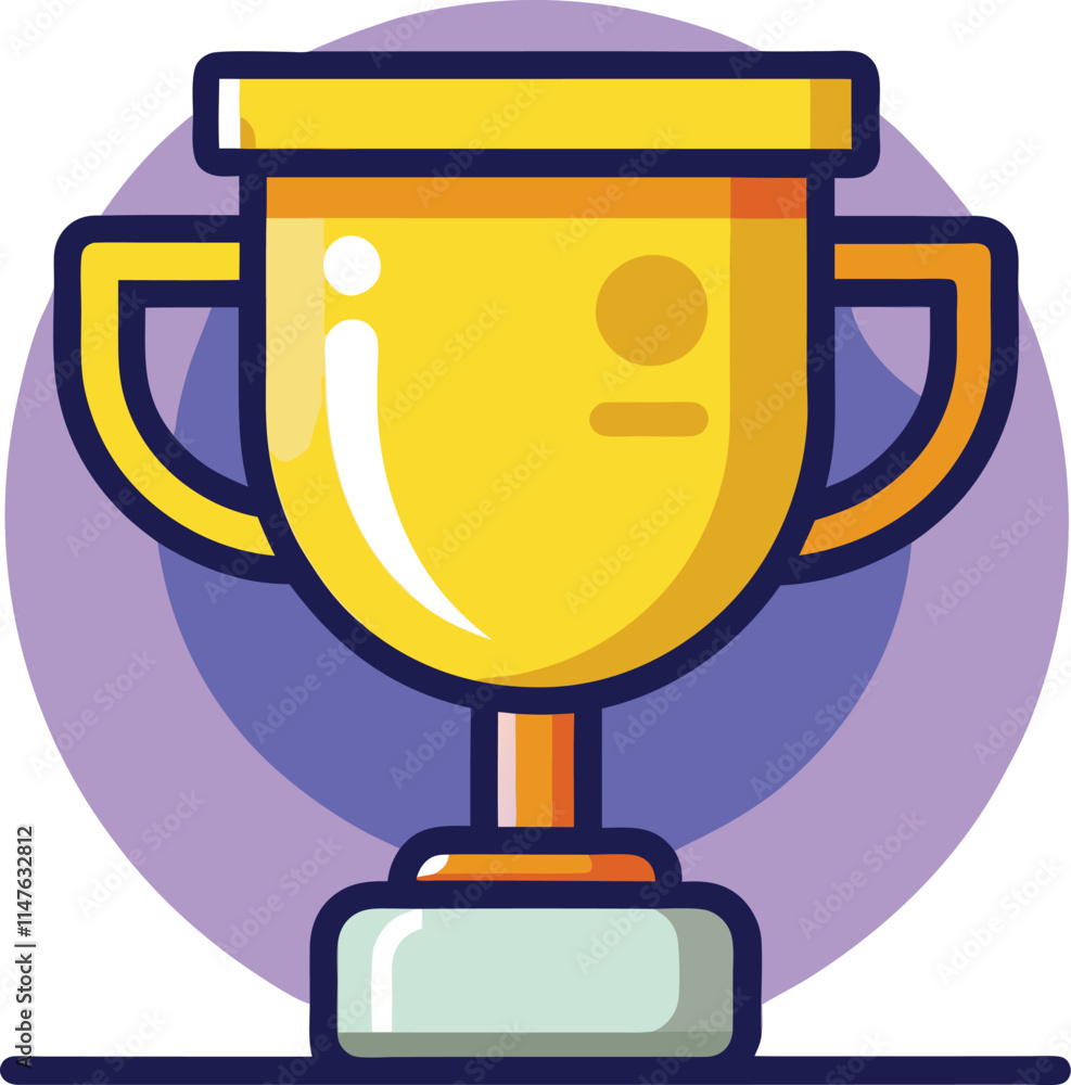 Trophy cup Champion trophy shiny golden cup sport award Winner prize champions celebration winning concept modern flat design simple vector illustration isolated transparent background