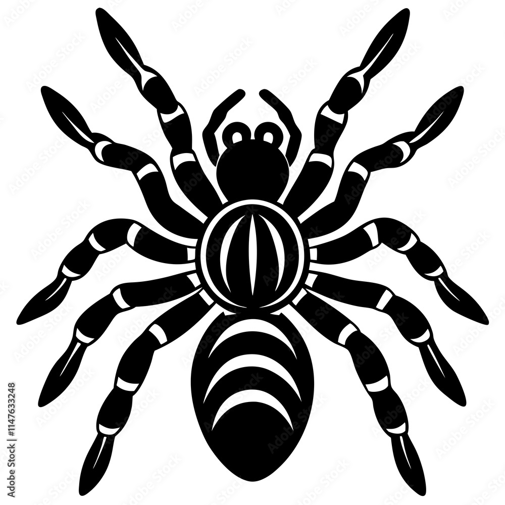 Mexican Red-Knee silhouette Tarantula on White Background with Stunning Details Mexican Red-Knee silhouette Tarantula on White Background with Stunning Details