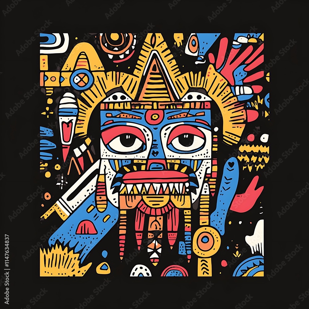Obraz premium Intricate Pattern Design on Shirt Featuring Vibrant Artistic Elements