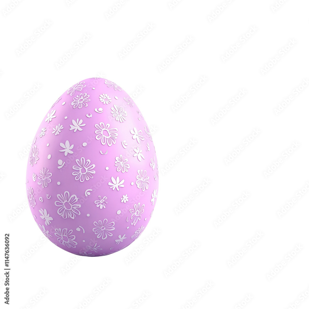 A decorative pink egg with white floral patterns, symbolizing spring and celebration.isolated on white background A decorative pink egg with white floral patterns, symbolizing spring and celebration.isolated on white background