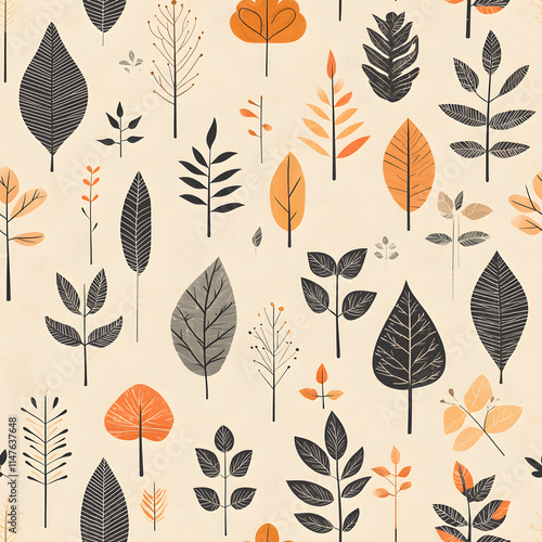floral flower and leaf elements modern doodle illustrator seamless pattern for wallpaper or background