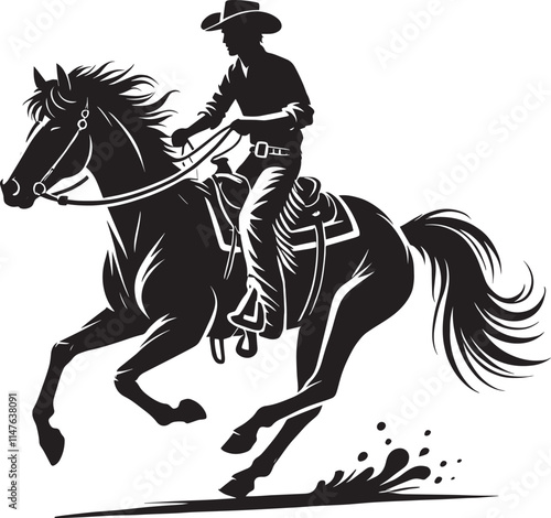 Cowboy silhouette vector illustration isolated on white background cowboy shape icon