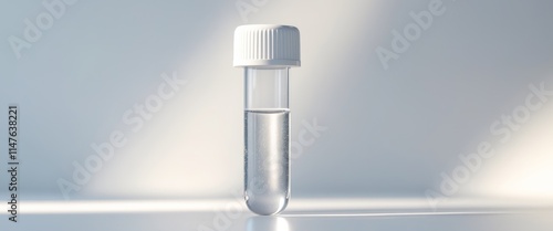 Clear laboratory test tube with white cap photo