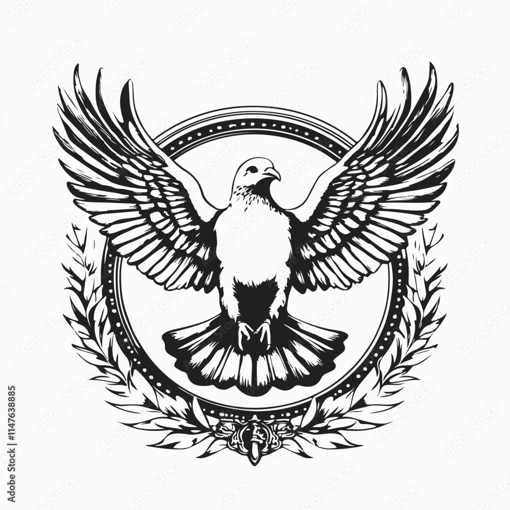 Obraz premium Flying white dove symbol of peace. Flying Dove Illustration isolated on white background.