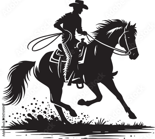 Cowboy silhouette vector illustration isolated on white background cowboy shape icon