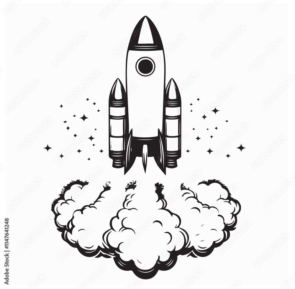 Fototapeta premium Rocket Launch Images vector isolated on white background.