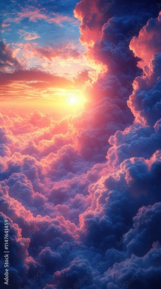 A breathtaking sunset illuminating vibrant clouds, creating a serene and ethereal atmosphere. A breathtaking sunset illuminating vibrant clouds, creating a serene and ethereal atmosphere.
