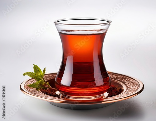 delicious hot tea on white background photo