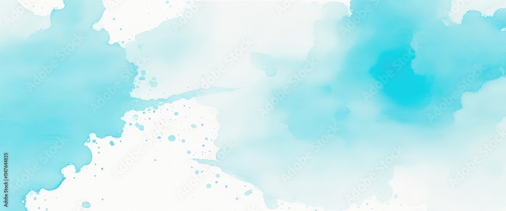 Obraz premium light Cyan blue watercolor wet wash splash background