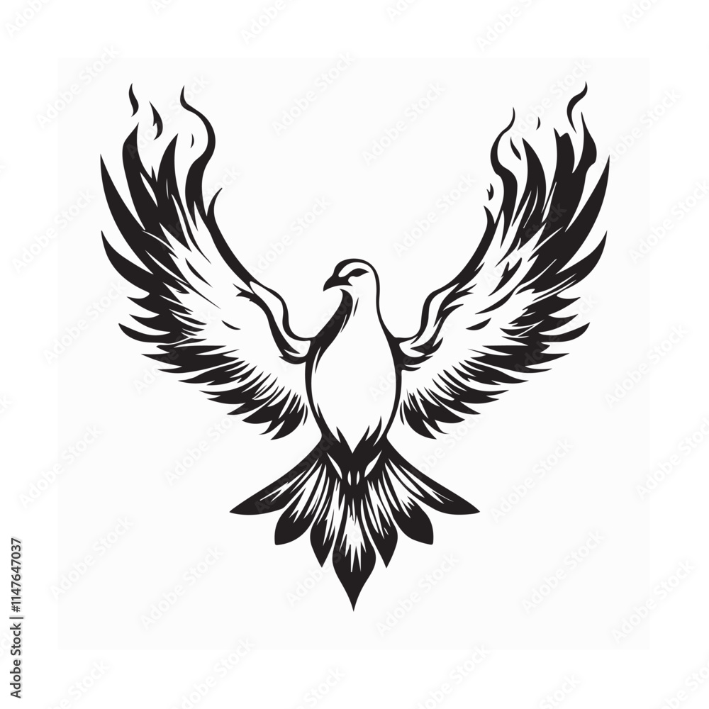 Obraz premium Flame Flying Dove logo design vector Isolated on White Background.