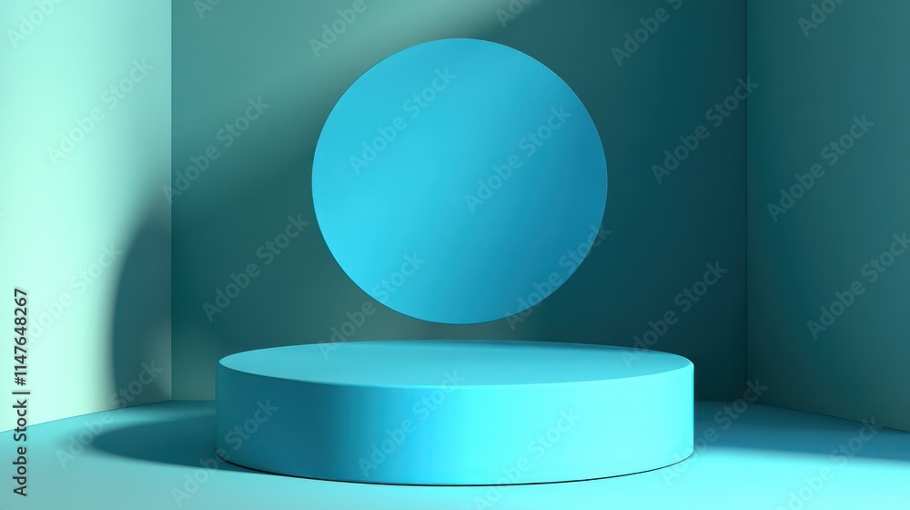 Abstract Blue Cylinder And Circle Minimalist Design Abstract Blue Cylinder And Circle Minimalist Design