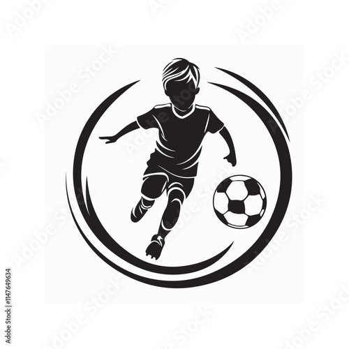 Kids soccer logo template football design Vector Image isolated on white background.