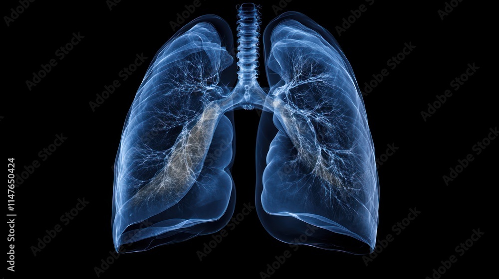 Medical X-ray of lungs with a breathing effect, realistic details, subtle blue hues, anatomical focus, Medical X-ray of lungs with a breathing effect, realistic details, subtle blue hues, anatomical focus,