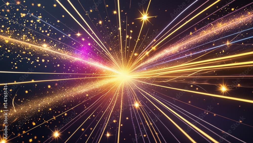 Fototapeta premium Paint your world with golden stars and sparkling particles of imagination.