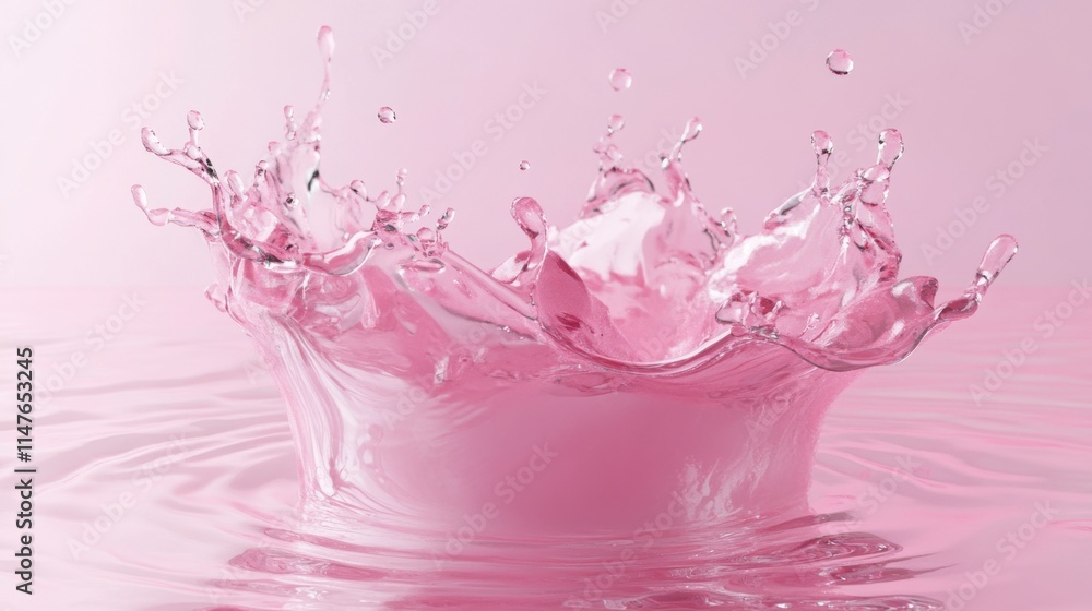 Pink Liquid Splash Crown, Abstract 3D Render Pink Liquid Splash Crown, Abstract 3D Render
