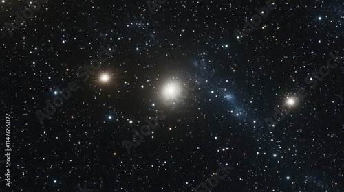 Celestial Bodies Illuminated In Deep Space Darkness