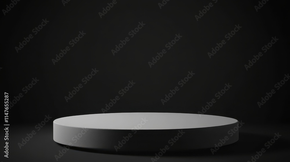 A Simple White Circular Platform on Black Background A Simple White Circular Platform on Black Background