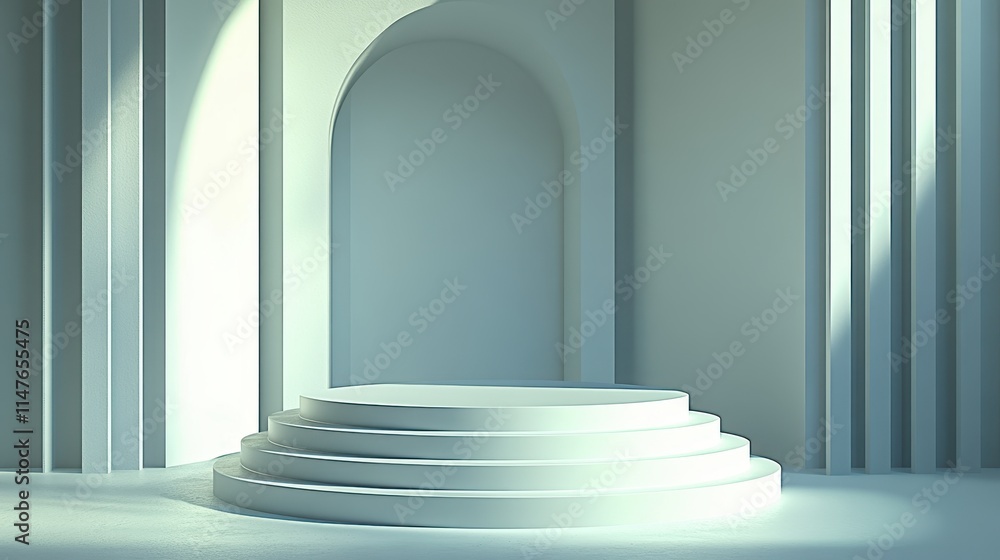 Minimalist White Circular Platform Architectural Design Minimalist White Circular Platform Architectural Design