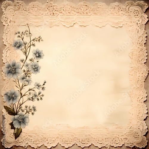 Square white lace placemat on the table 