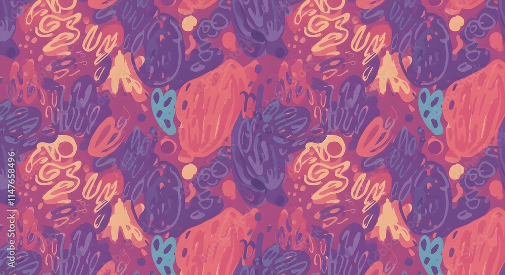 Fun colorful abstract background in doodle style. Simple playful design with hand drawn overlay shapes Fun colorful abstract background in doodle style. Simple playful design with hand drawn overlay shapes