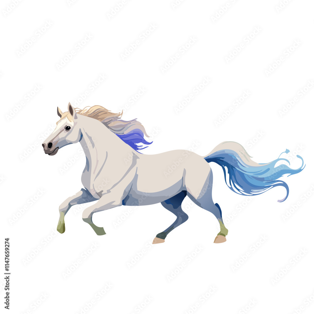 Obraz premium Chestnut Horse Galloping, Powerful Muscular Build, Brown Mane