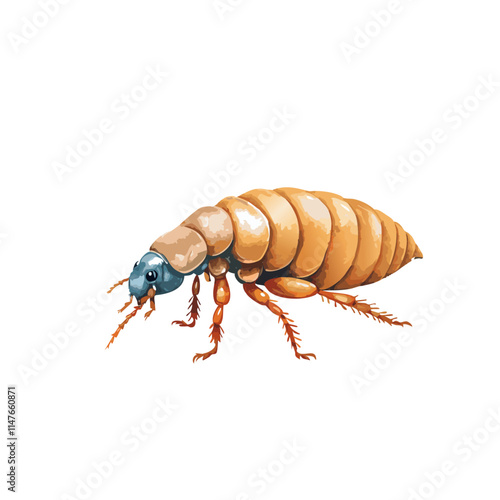 Brown Flea Illustration Detailed Anatomy, Insect Pest, Vector Art