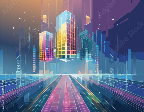 Matrix of countless blocks, big data,globalization concept, quantum computer concept,cloud computing 