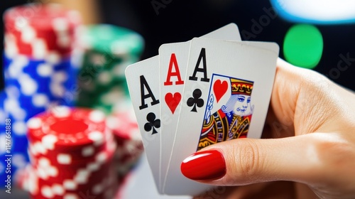 Woman Holds Pair Of Aces In Casino Game