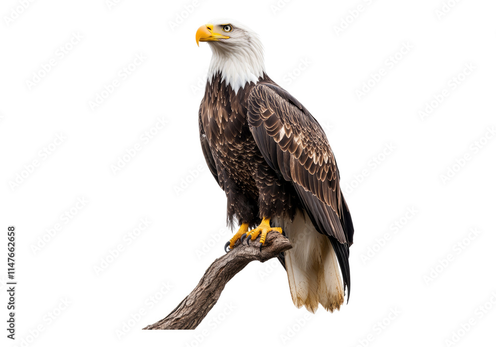 Obraz premium Bald eagle on a branch .Transparent background .Isolated PNG