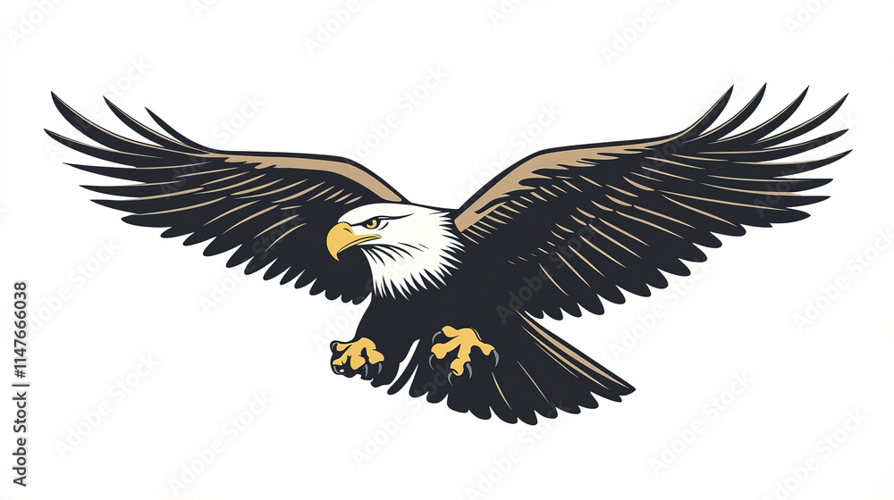 Obraz premium Eagle soaring with wings spread wide, showcasing its majestic power