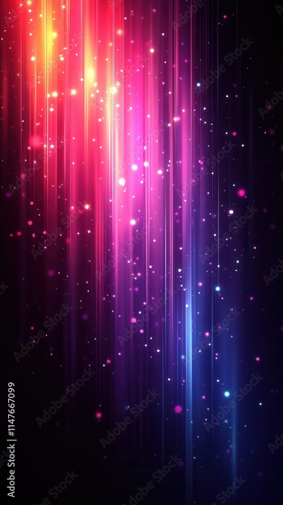 A vibrant abstract background featuring colorful light streaks and sparkling particles, ideal for digital designs.
