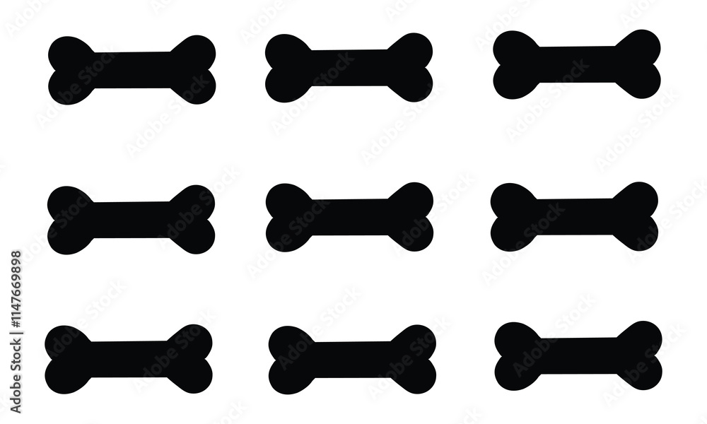 Set of bone vector icons. Dog bone. Puppy nutrition. Vector 10 Eps. Set of bone vector icons. Dog bone. Puppy nutrition. Vector 10 Eps.