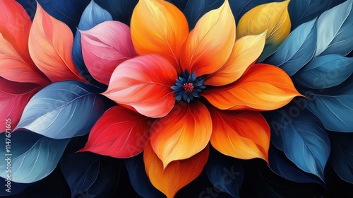 Wallpaper Mural Vibrant flower painting, warm and cool tones. Torontodigital.ca